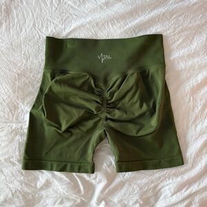 VITAL APPAREL HIGH WAISTED GREEN GYM ACTIVEWEAR SHORTS SIZE SMALL WOMENS